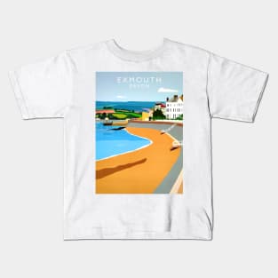 Exmouth beach UK, a 1950's style retro posterisation design Kids T-Shirt